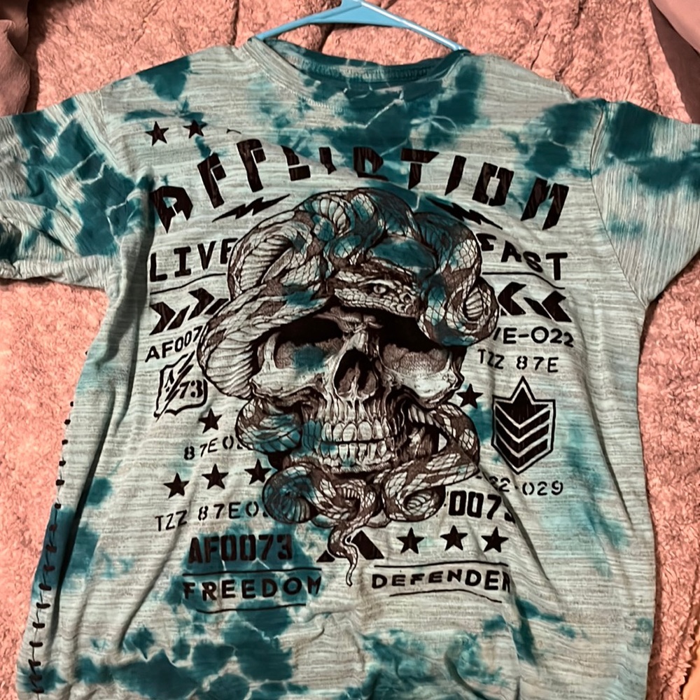affliction, medium blue T-shirt